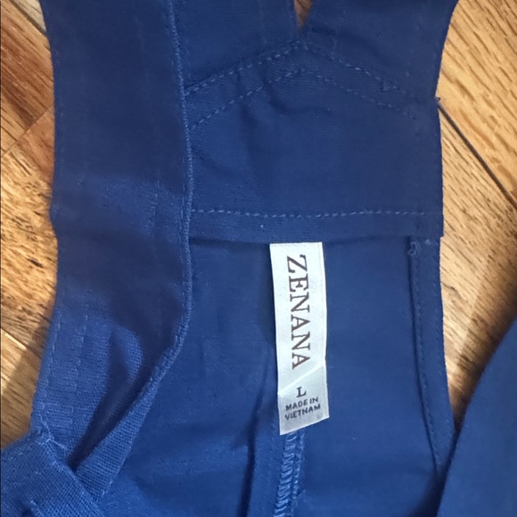 NWOT Zenana  Knotted Strap Overall Romper With Pockets Size Large Blue - Picture 6 of 8